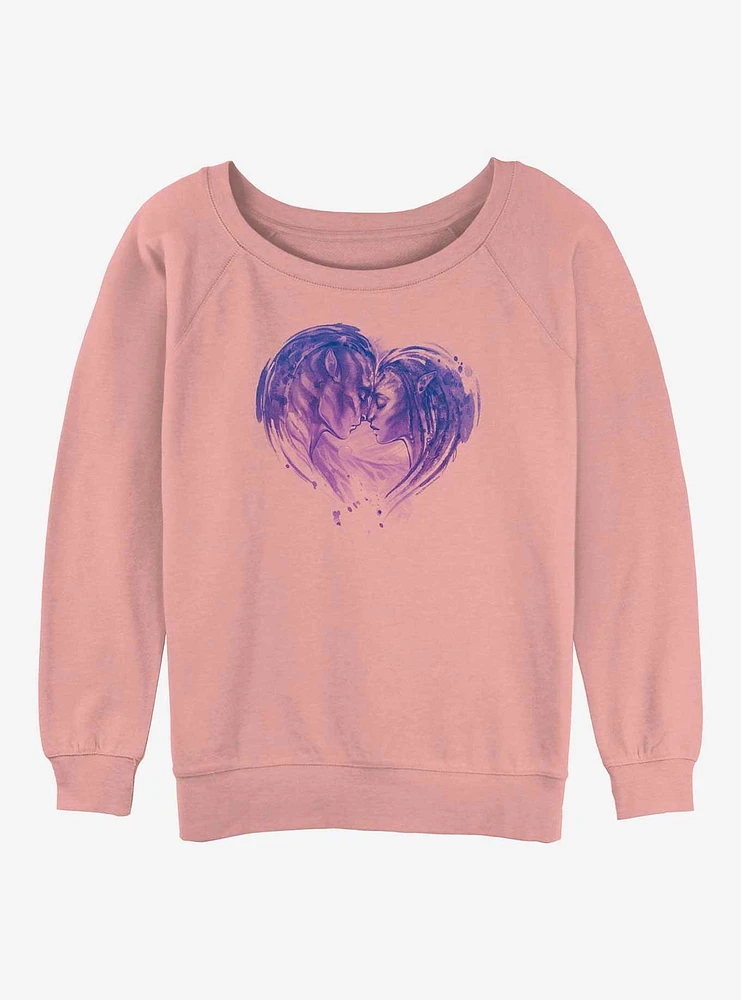 Avatar: The Way of Water Jake and Neytiri Face Heart Girls Slouchy Sweatshirt