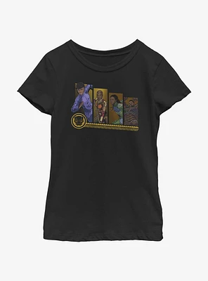 Marvel Black Panther: Wakanda Forever Hero Panels Youth Girls T-Shirt