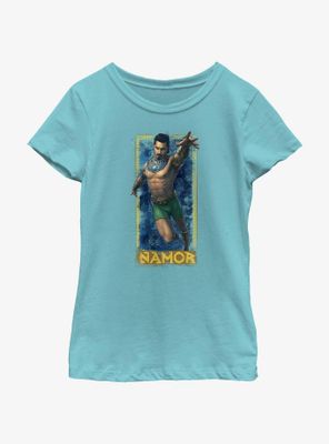 Marvel Black Panther: Wakanda Forever Namor Submariner Badge Youth Girls T-Shirt