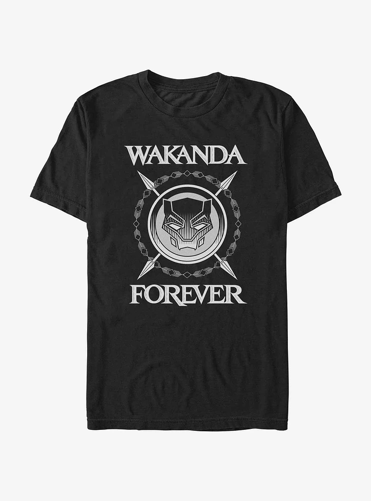 Marvel Black Panther Wakanda Forever Crossed Spears T-Shirt