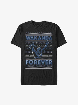 Marvel Black Panther Wakanda Forever Ugly Christmas T-Shirt
