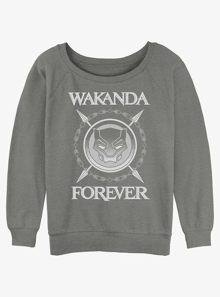 Marvel Black Panther Wakanda Forever Crossed Spears Girls Slouchy Sweatshirt