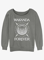 Marvel Black Panther Wakanda Forever Crossed Spears Girls Slouchy Sweatshirt