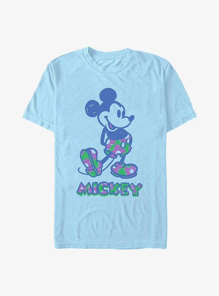 Disney Mickey Mouse Sketch Floral Fill T-Shirt