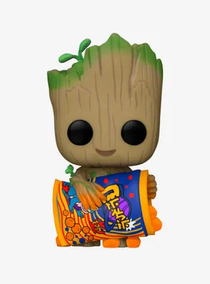 Funko Marvel I Am Groot Pop! Groot With Cheese Puffs Flocked Vinyl Bobble-Head Figure Hot Topic Exclusive