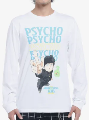 Mob Psycho Blue Font Long-Sleeve T-Shirt