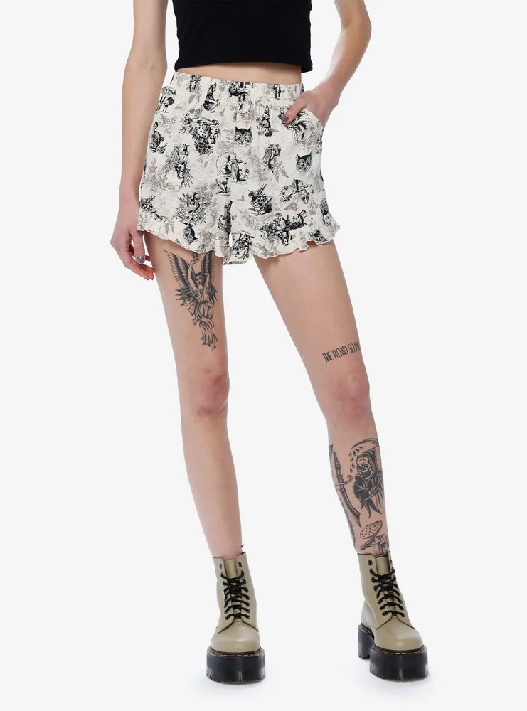 Seeing Patterns Black and Ivory Printed Shorts
