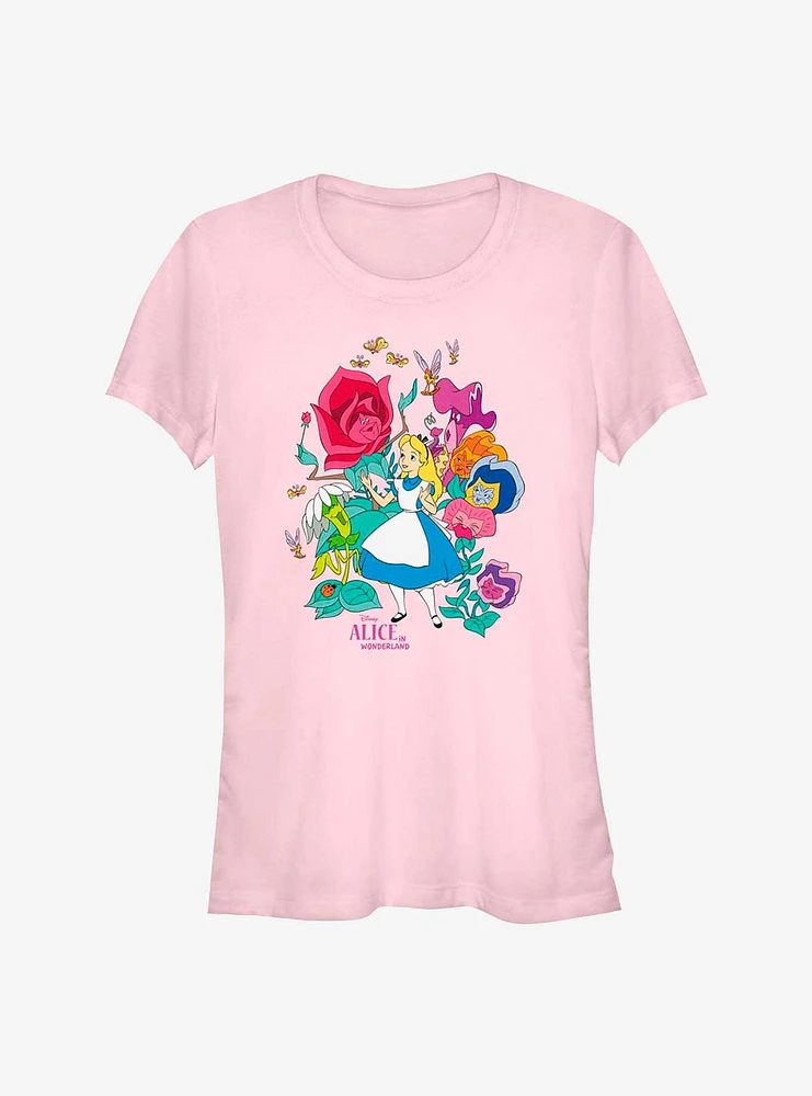 Disney Alice Wonderland Floral Forest Girls T-Shirt