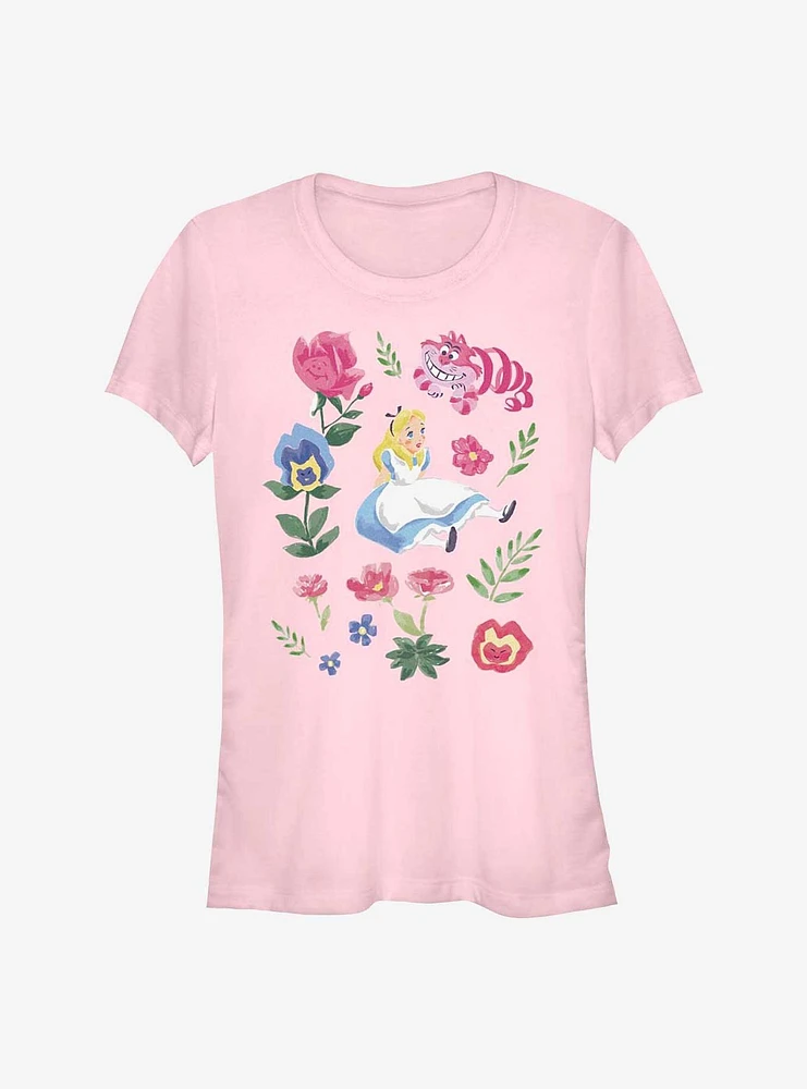 Disney Alice In Wonderland Friends Flowers Girls T-Shirt