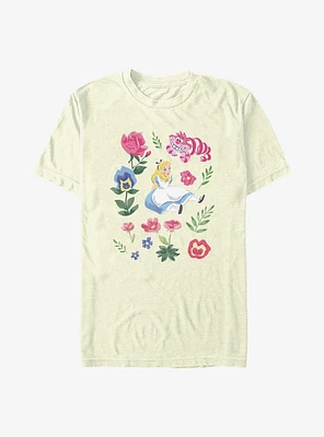 Disney Alice Wonderland Friends Flowers T-Shirt