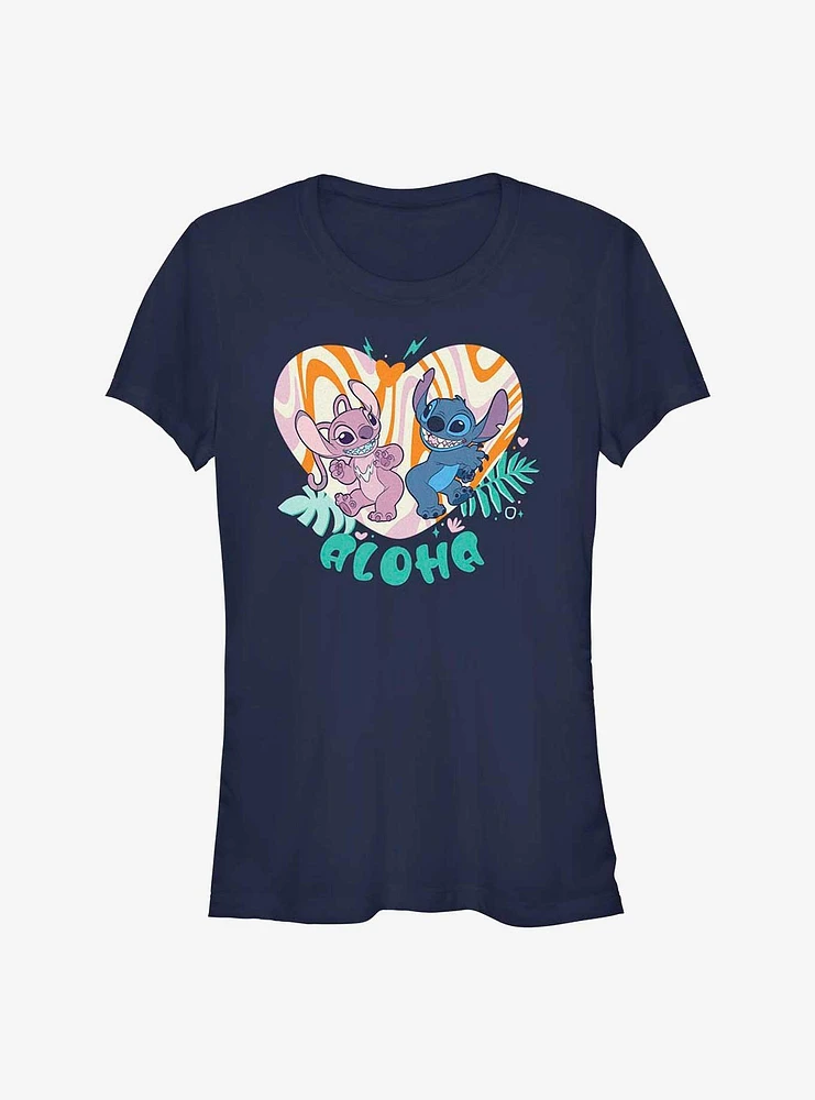 Disney Lilo & Stitch Angel and Groovy Heart Girls T-Shirt