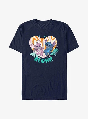 Disney Lilo & Stitch Angel and Groovy Heart T-Shirt