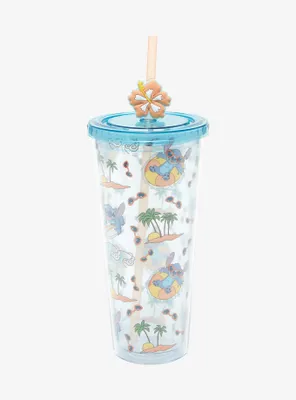 Disney Store Lilo & Stitch STITCH Tumbler with Color Changing Straw New!