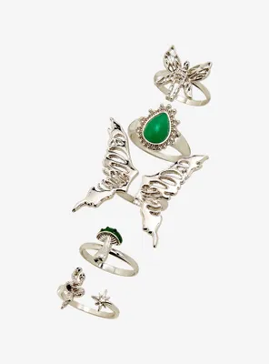 Butterfly Skeleton Mushroom Ring Set