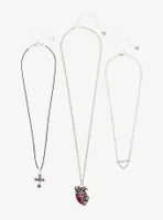 Heart Rose Cross Necklace Set