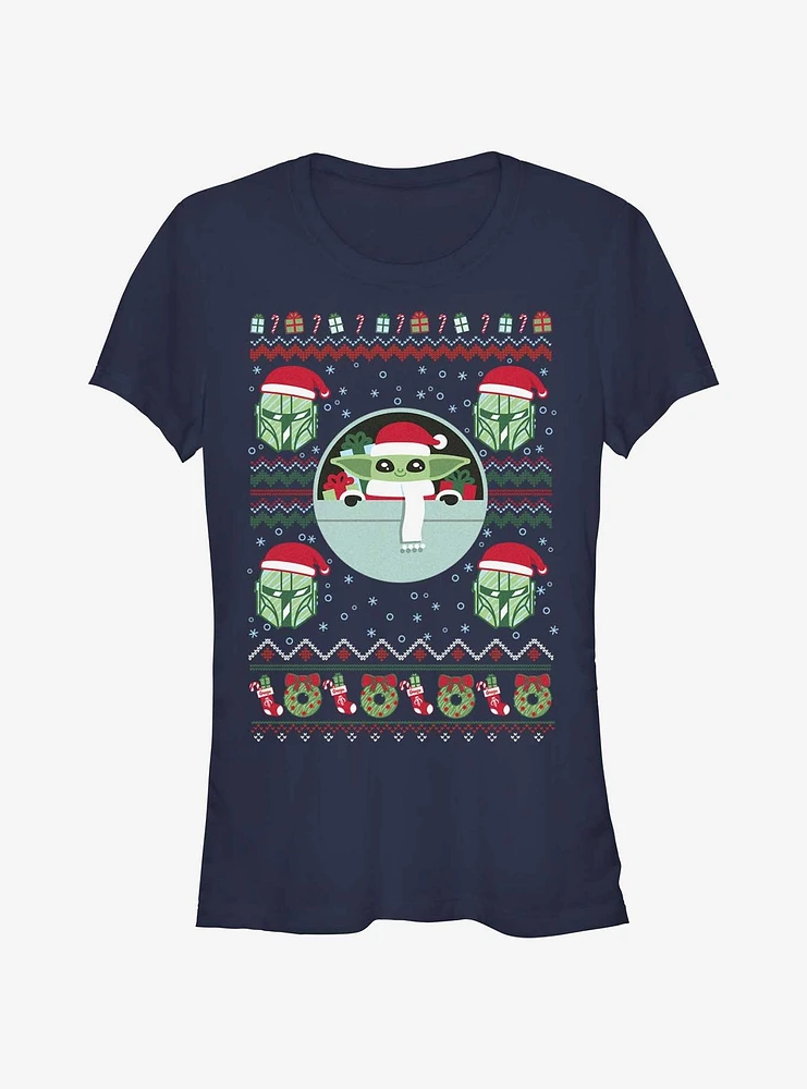 Star Wars The Mandalorian Grogu Ugly Christmas Girls T-Shirt