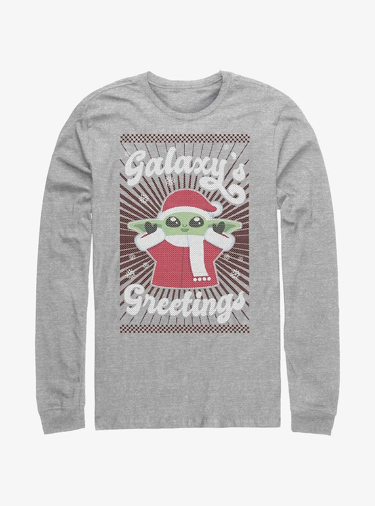 Star Wars The Mandalorian Grogu Galaxy's Greetings Long-Sleeve T-Shirt