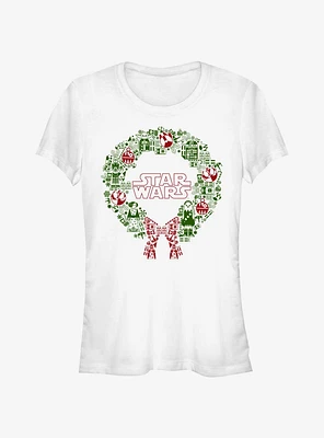 Star Wars Christmas Wreath Icon Fill Girls T-Shirt