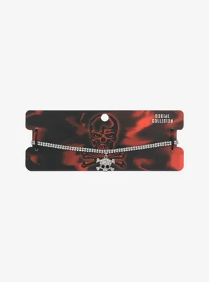 Bling Skull And Crossbones Choker