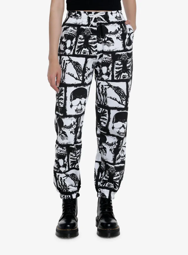 Hot Topic Social Collision Skeleton Grid Girls Sweatpants