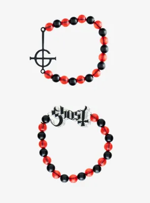 Ghost Grucifix Logo Beaded Bracelet Set