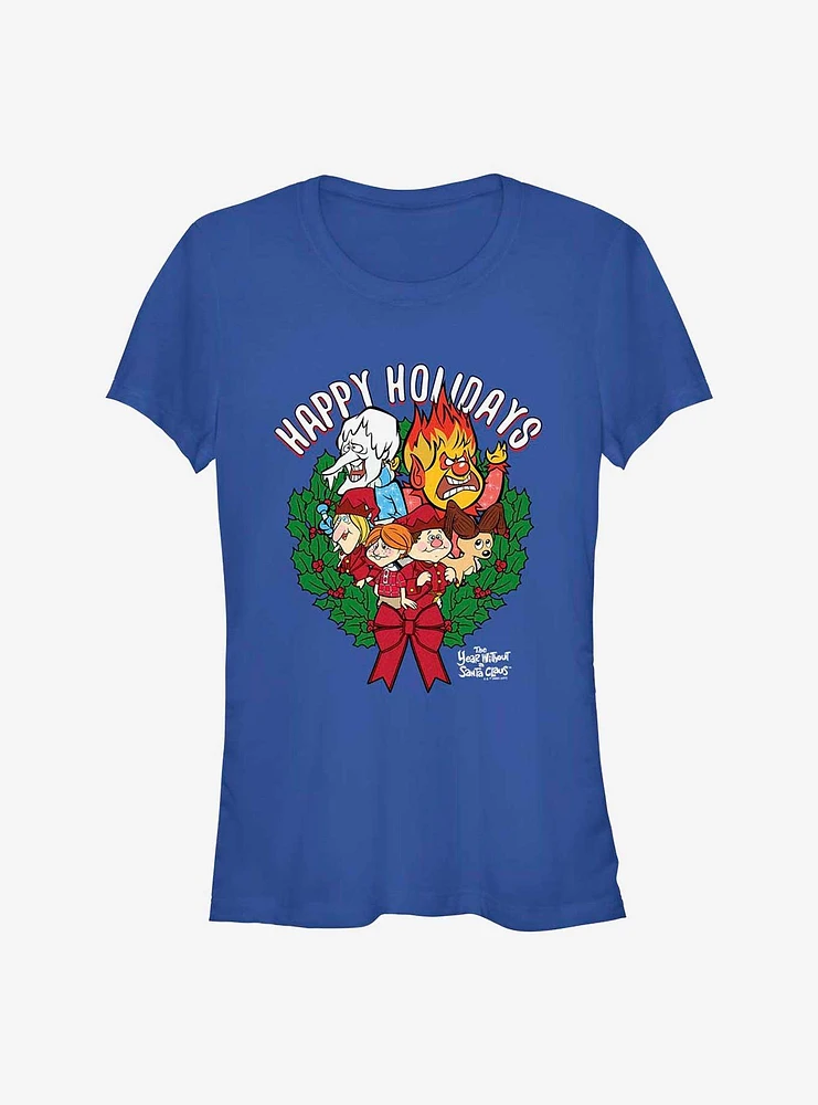 The Year Without A Santa Claus Happy Holidays Wreath Girls T-Shirt