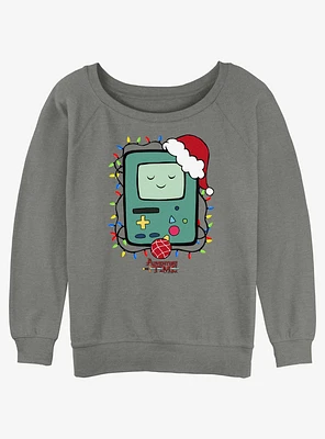 Adventure Time Christmas Light Up BMO Girls Slouchy Sweatshirt