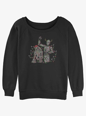 Star Wars Holiday Droids R2-D2 and C-3PO Girls Slouchy Sweatshirt