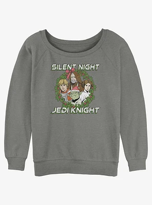 Star Wars Silent Night Jedi Knight Christmas Wreath Girls Slouchy Sweatshirt