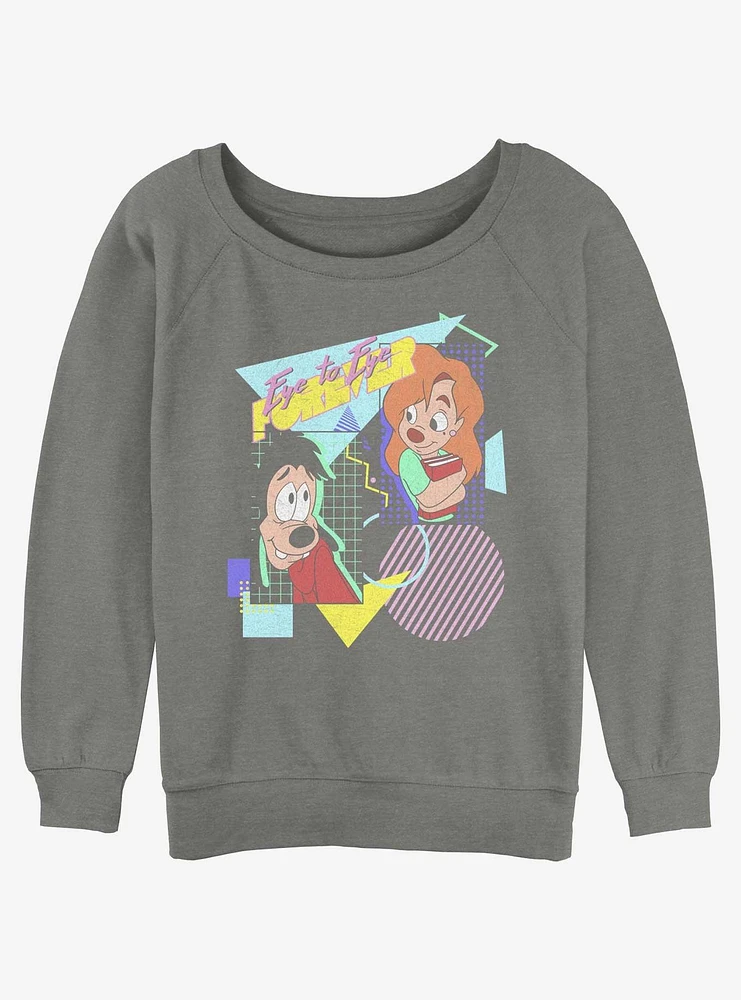 Disney Goofy Eye To 80's Girls Slouchy Sweatshirt