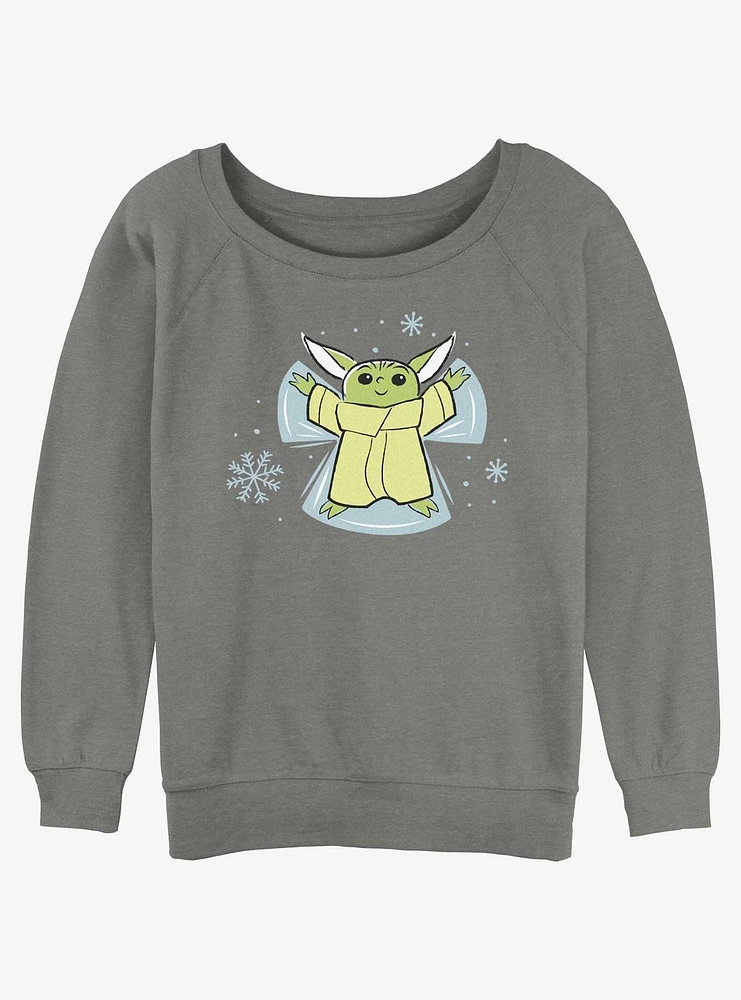 Star Wars The Mandalorian Grogu Snow Angel Girls Slouchy Sweatshirt