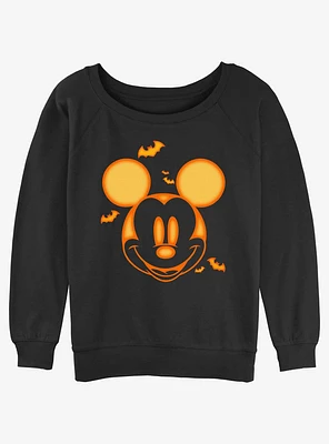 Disney Mickey Mouse Halloween Head Girls Slouchy Sweatshirt