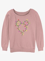 Disney Mickey Mouse Christmas Light Ears Girls Slouchy Sweatshirt