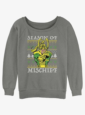 Marvel Loki Mischief Season Ugly Christmas Girls Slouchy Sweatshirt