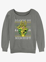 Marvel Loki Mischief Season Ugly Christmas Girls Slouchy Sweatshirt