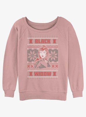 Marvel Black Widow Ugly Christmas Girls Slouchy Sweatshirt