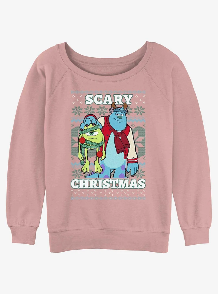 Disney Pixar Monsters University Scary Ugly Christmas Girls Slouchy Sweatshirt