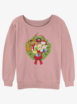 Disney The Muppets Christmas Wreath Girls Slouchy Sweatshirt