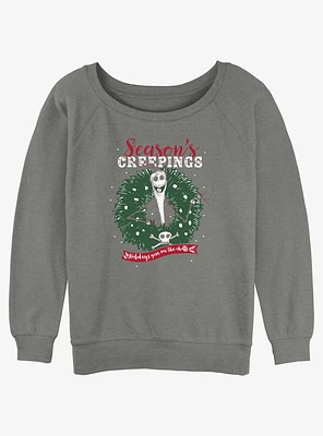 Disney The Nightmare Before Christmas Jack Season's Creepings Wreath Girls Slouchy Sweatshirt