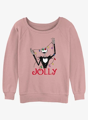 Disney The Nightmare Before Christmas Jolly Jack Christmas Lights Girls Slouchy Sweatshirt