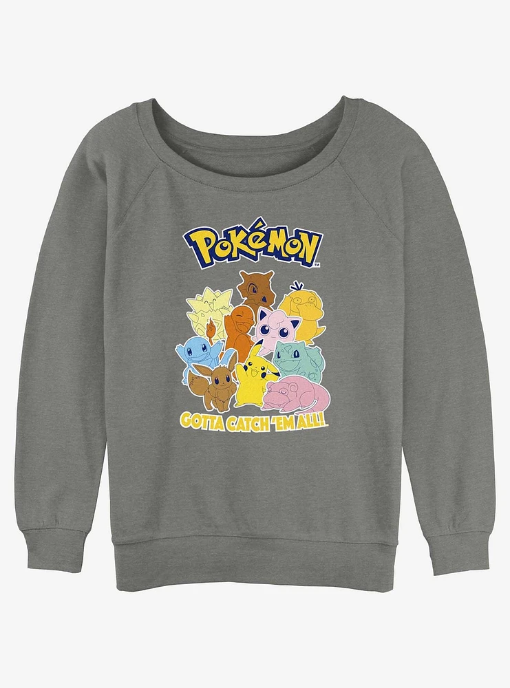 Pokemon Catch 'Em All Girls Slouchy Sweatshirt