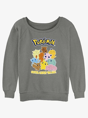 Pokemon Catch 'Em All Girls Slouchy Sweatshirt
