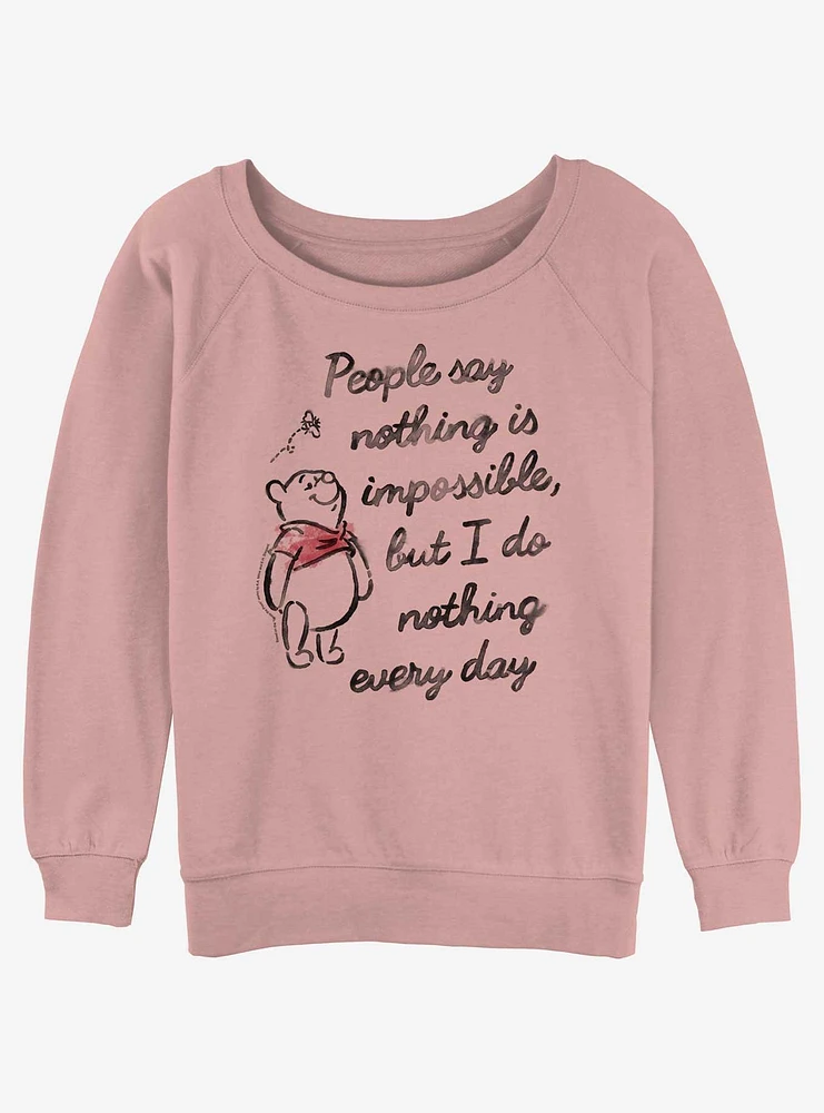 Disney Winnie The Pooh Nothing Is Impossible Girls Slouchy Sweatshirt