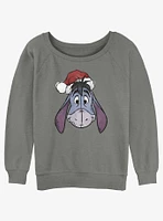 Disney Winnie The Pooh Santa Hat Eeyore Girls Slouchy Sweatshirt
