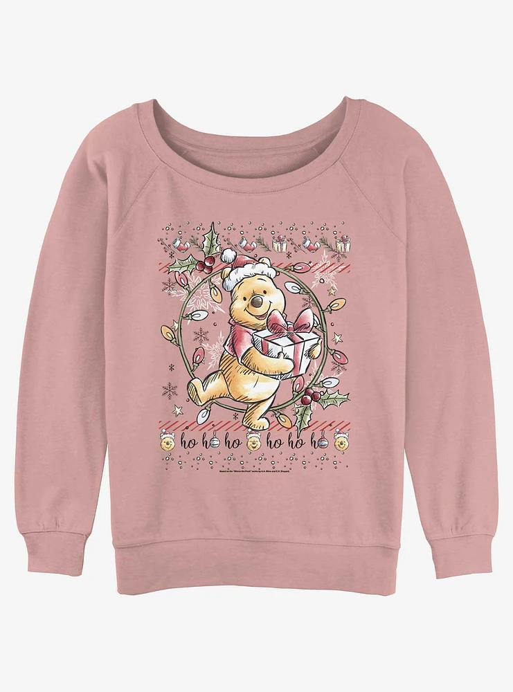 Disney Winnie The Pooh Christmas Bear Girls Slouchy Sweatshirt