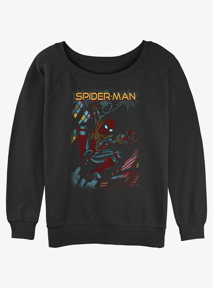 Marvel Spider-Man Slinging Cover Girls Slouchy Sweatshirt