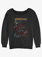 Marvel Spider-Man Slinging Cover Girls Slouchy Sweatshirt