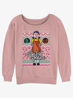 Squid Game Red Light, Green Light Ugly Christmas Girls Slouchy Sweatshirt