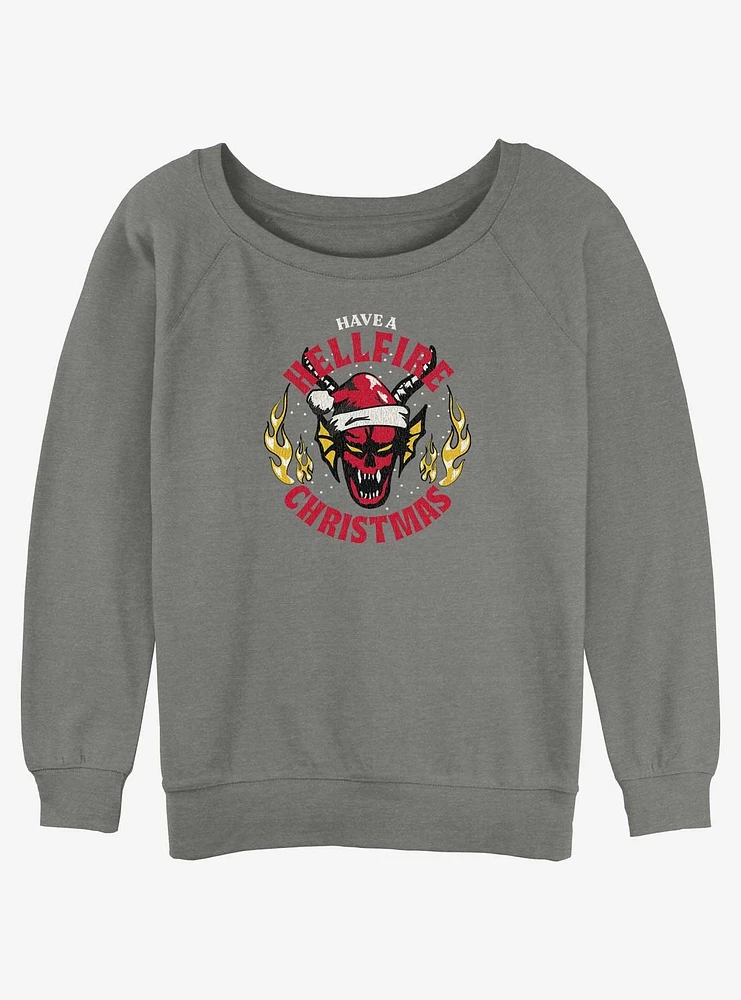 Stranger Things Hellfire Christmas Girls Slouchy Sweatshirt