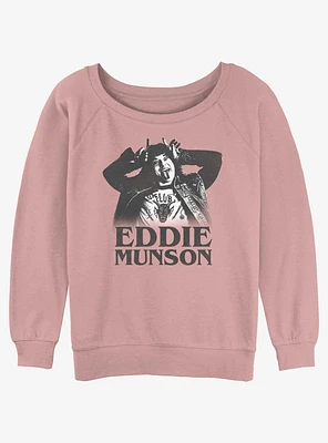 Stranger Things Munson Horns Girls Slouchy Sweatshirt